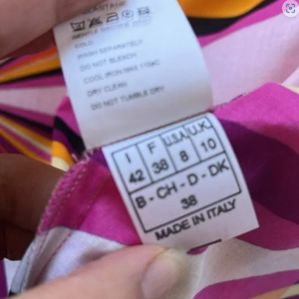 Emilio Pucci Button Down Pink Yellow Black Long Sleeve Shirt Blouse Top Size 8 - Picture 12 of 12